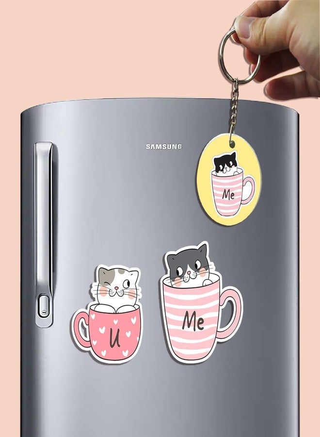 Deep Print Mart You and Me Acrylic Fridge Magnet Gift for Anniversary, Valentine, Wedding, Gift and Decoration for Husband - Wife, Boyfriend-Girlfriend, Free 1 Keychain - Image 1